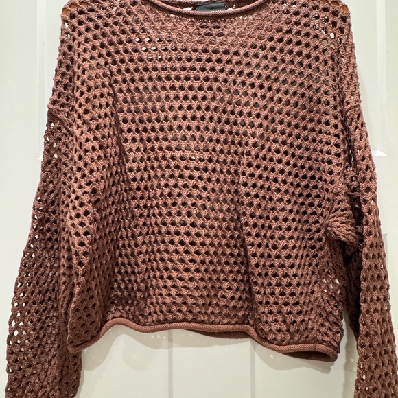 Miou Muse Chocolate Crochet Sweater Size S - Picture 2 of 3